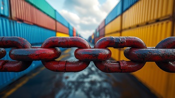 Chain between shipping containers