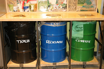 Food waste and recycling bins