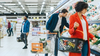 People grocery shopping.