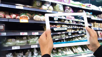 Use of an app to scan a grocery shelf.