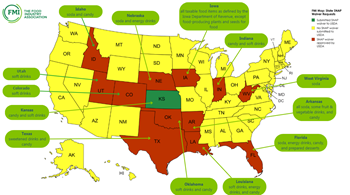 US map with state waiver information