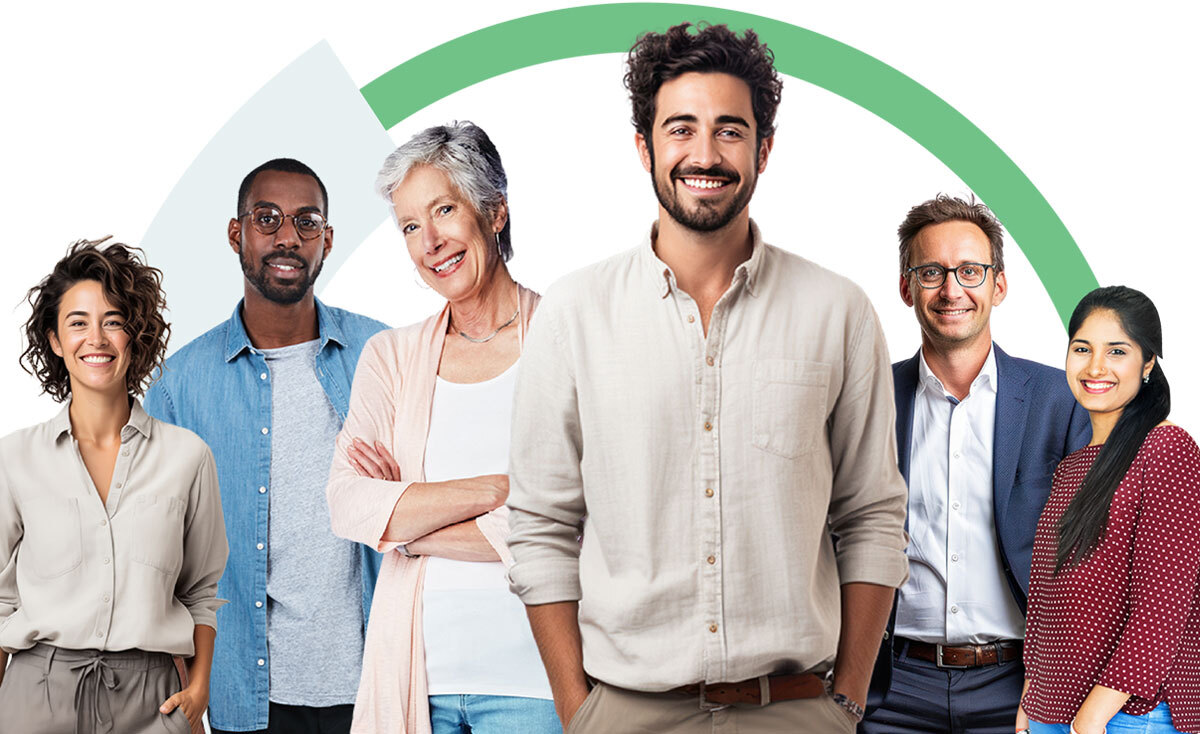 Smiling diverse group of shoppers