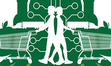 Speaks cover with illustration of two grocery shoppers and carts.