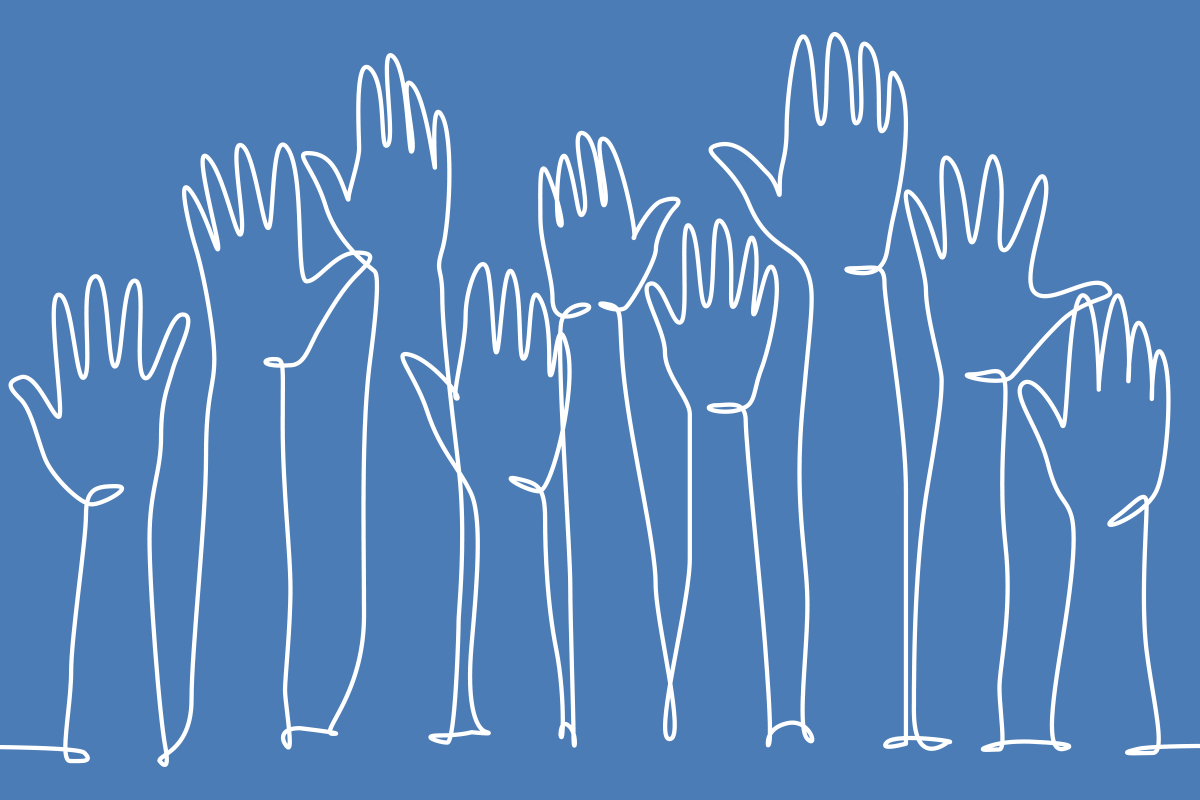 drawing of raised hands