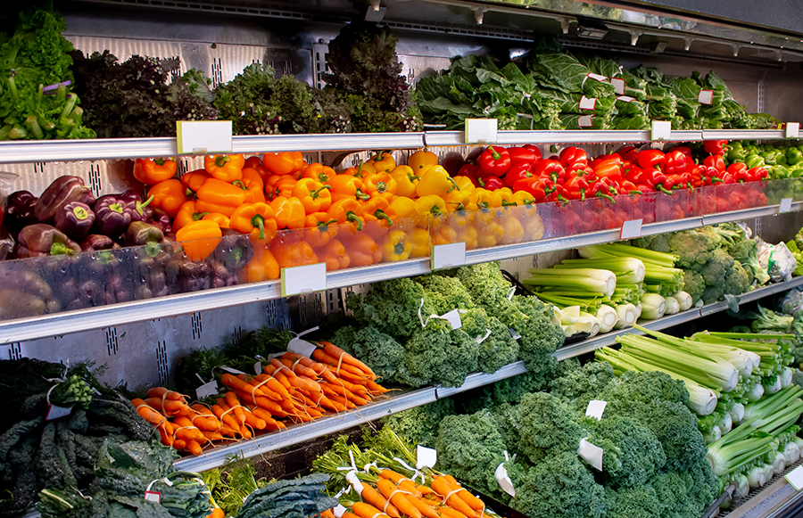 Produce in grocery store.